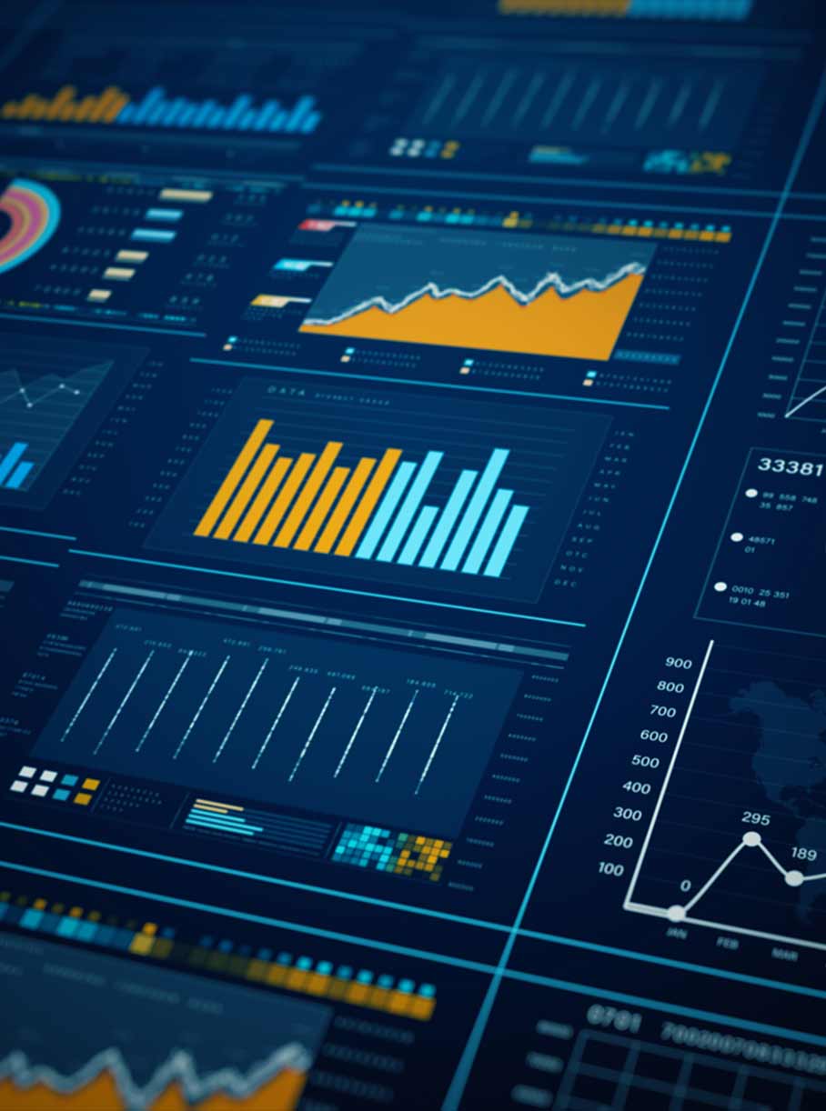 Software validation dashboard with data analysis and testing metrics